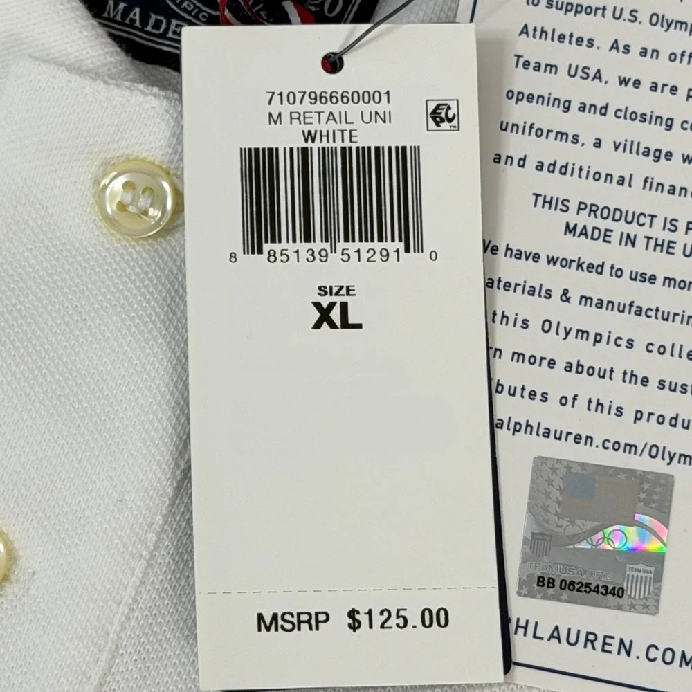 Polo Ralph Lauren 2020 US Olympic Team Polo White XL‎ NWT Made in USA Big Pony